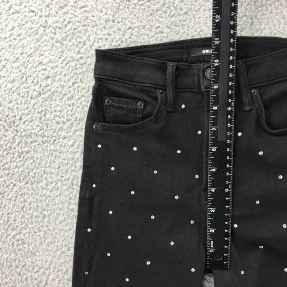 GRLFRND Womens Size 23 KENDALL Black Denim w/ Rhinestones High Rise Skinny Jeans - Picture 13 of 16